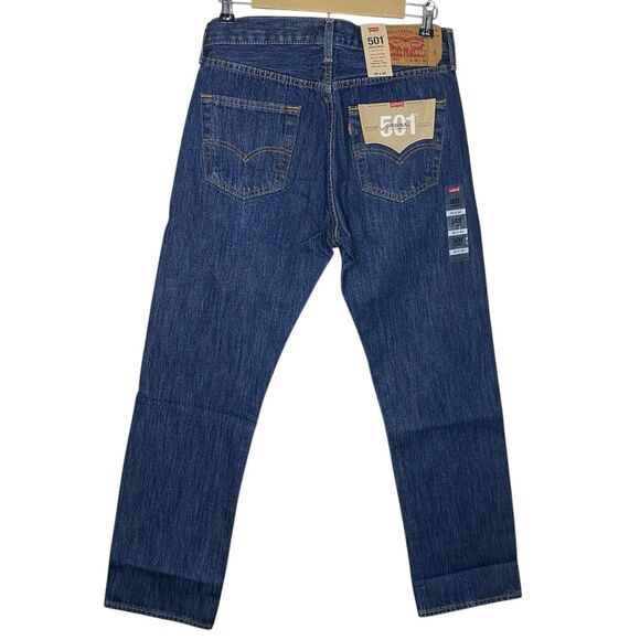 Levis 501 Jeans Mens 30x30 Blue Straight Leg Button Fly Cotton Medium Wash NWT - Picture 2 of 14